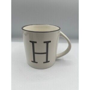 SPRITZ 16oz Mug, Grey Embossed Monogram 'H', Microwave & Dishwasher Safe NEW